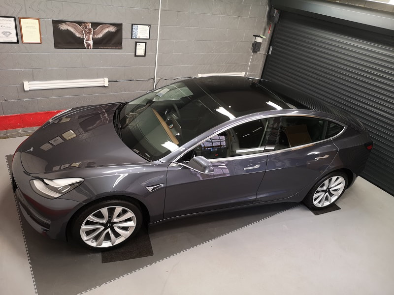 Metallic Grey Tesla Model 3 with ceramic coating package.